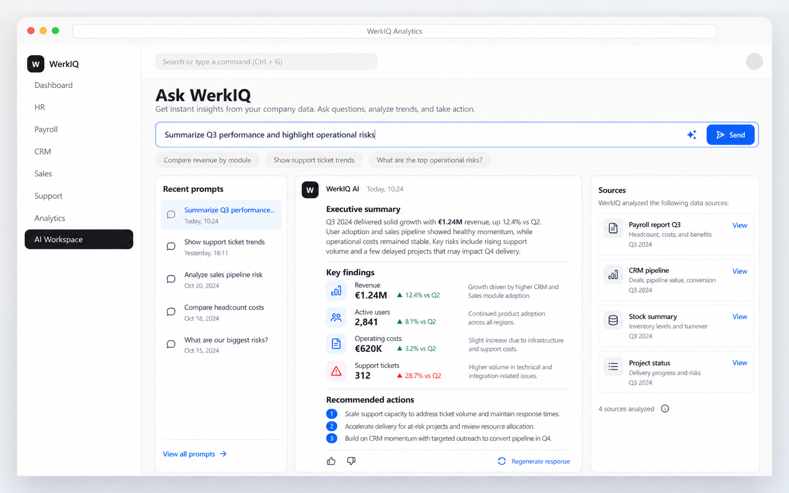 Assistant interface in WerkIQ