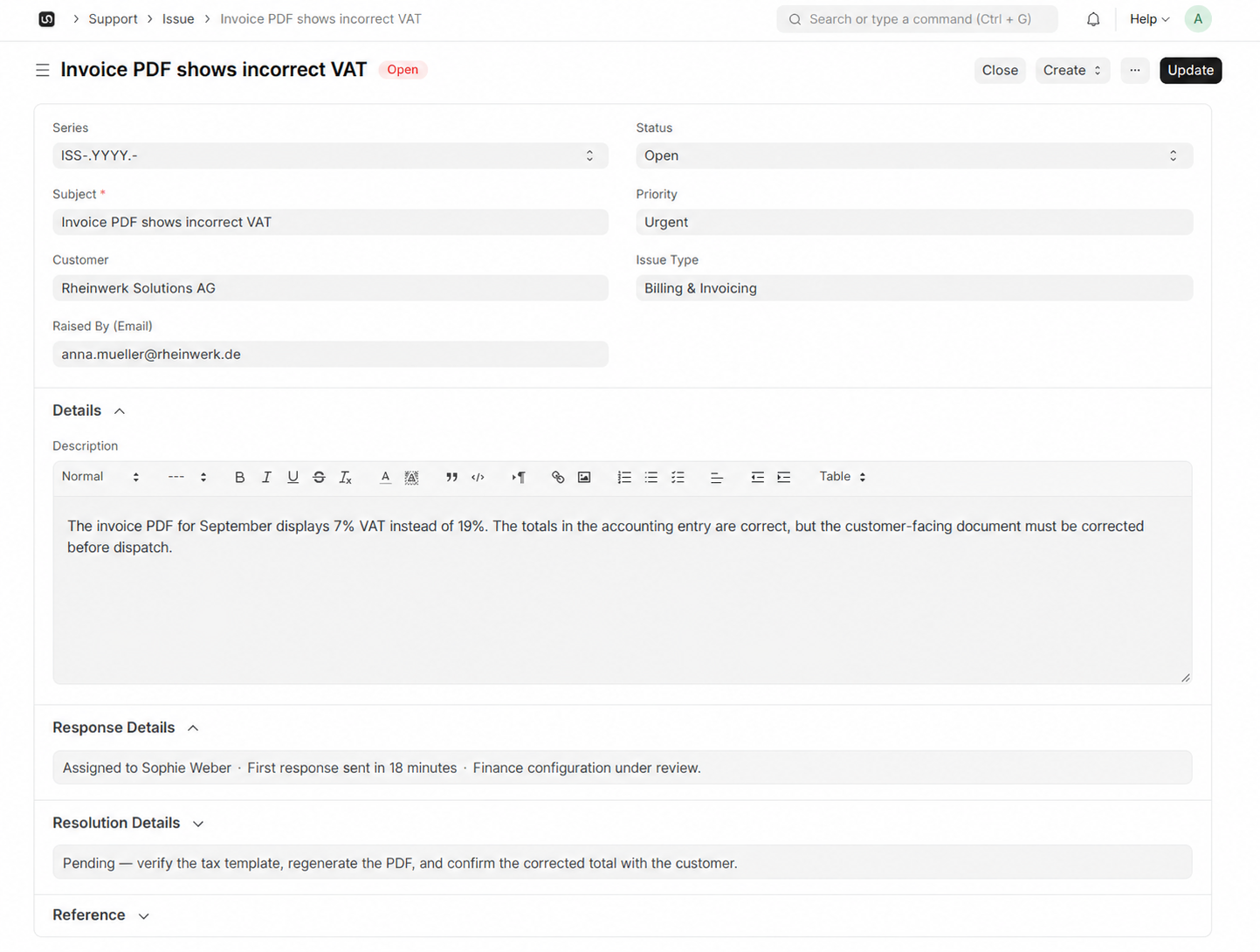 Service Level Agreements interface in WerkIQ