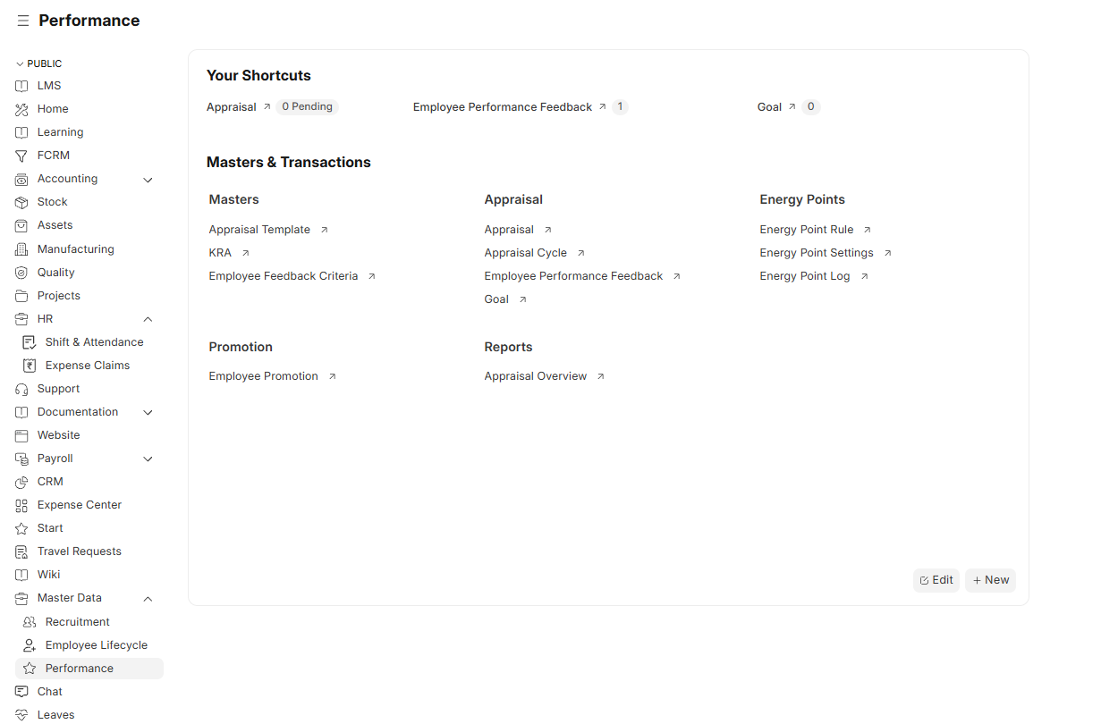 Appraisal Cycles interface in WerkIQ