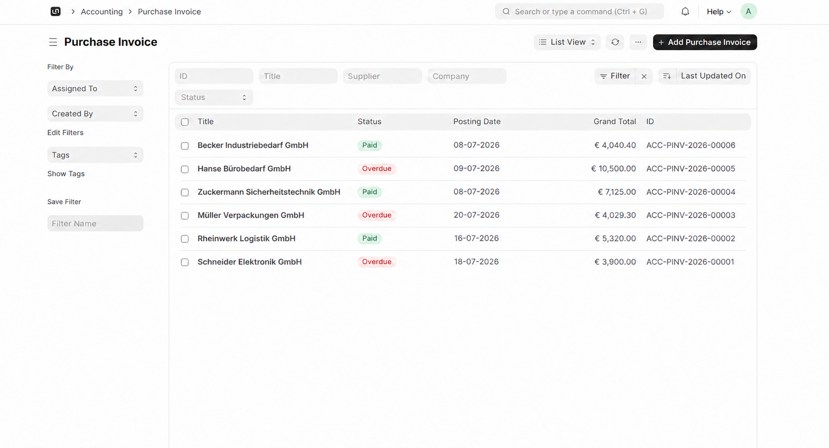 Material Requests interface in WerkIQ