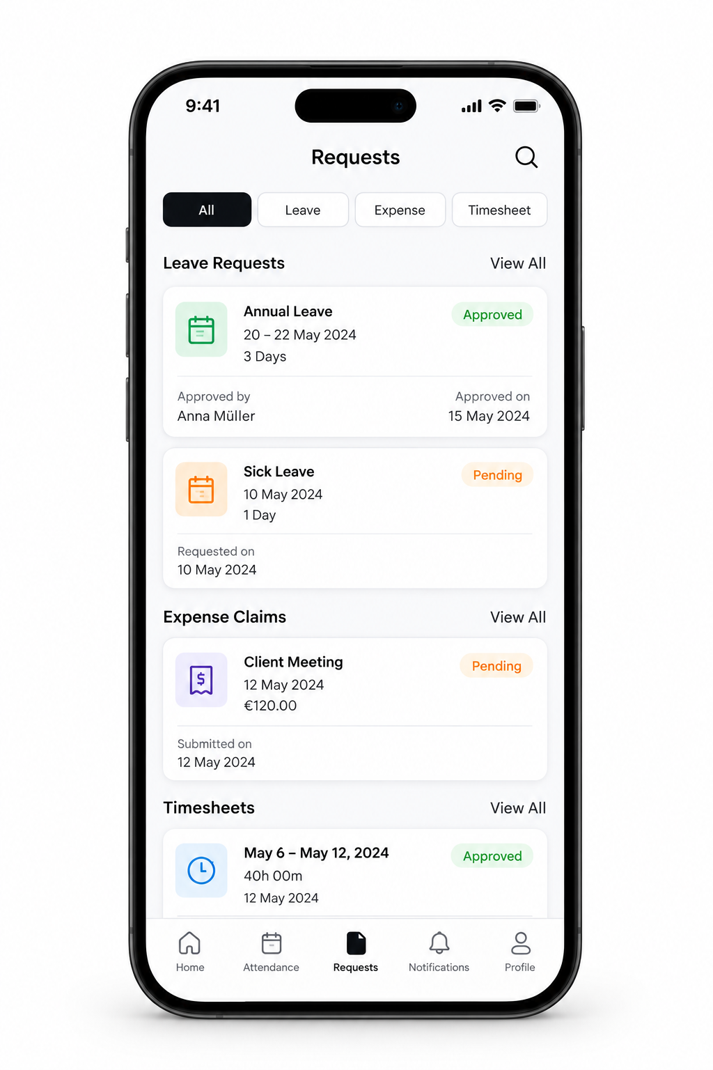 Unified Request Hub interface in WerkIQ