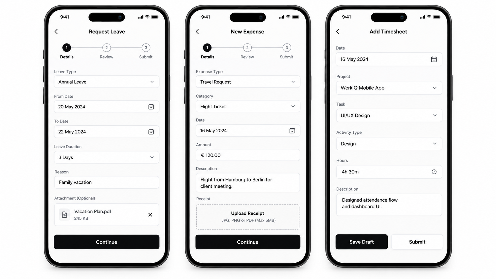 Guided Mobile Submissions interface in WerkIQ