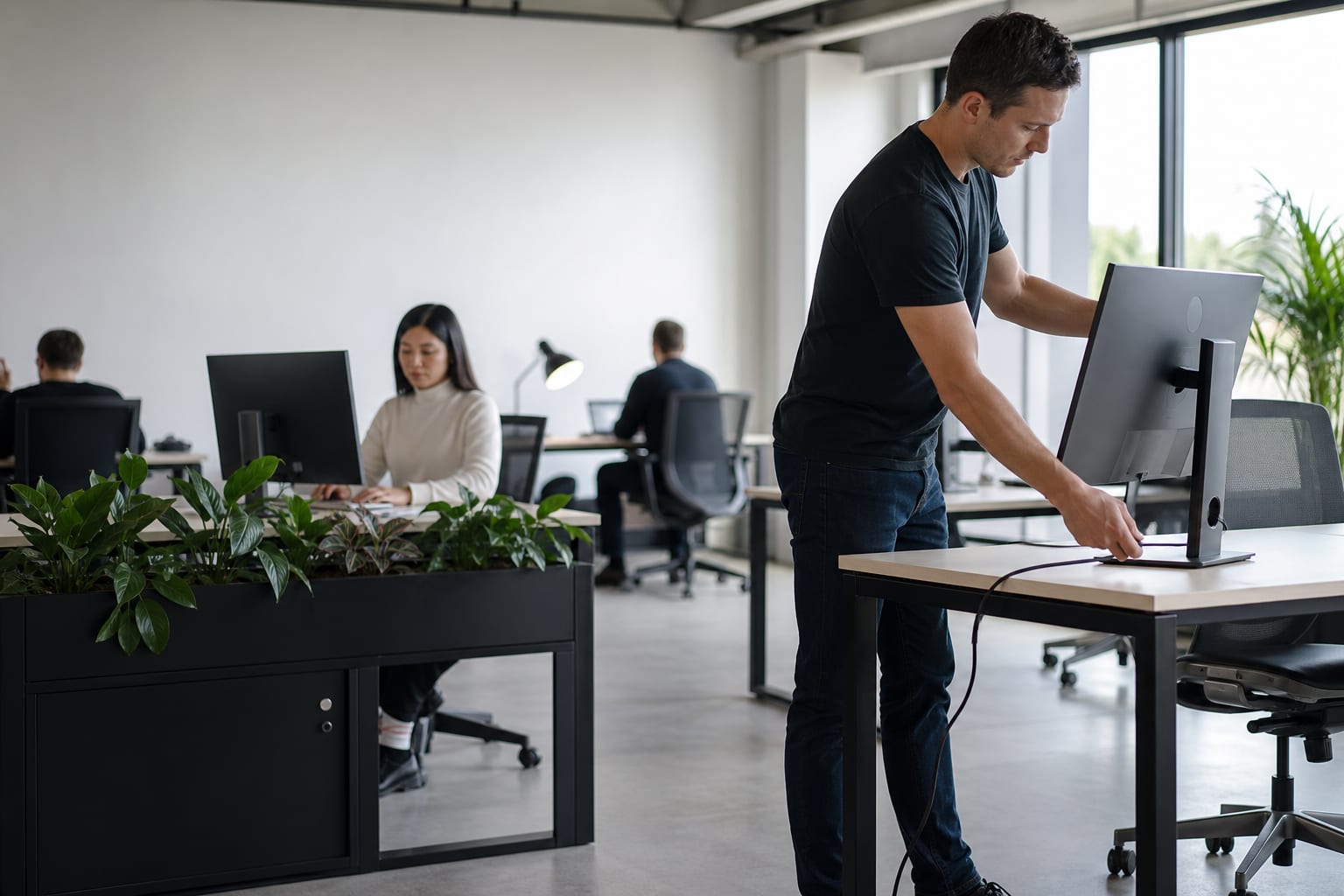 Growing team working calmly in a modern office